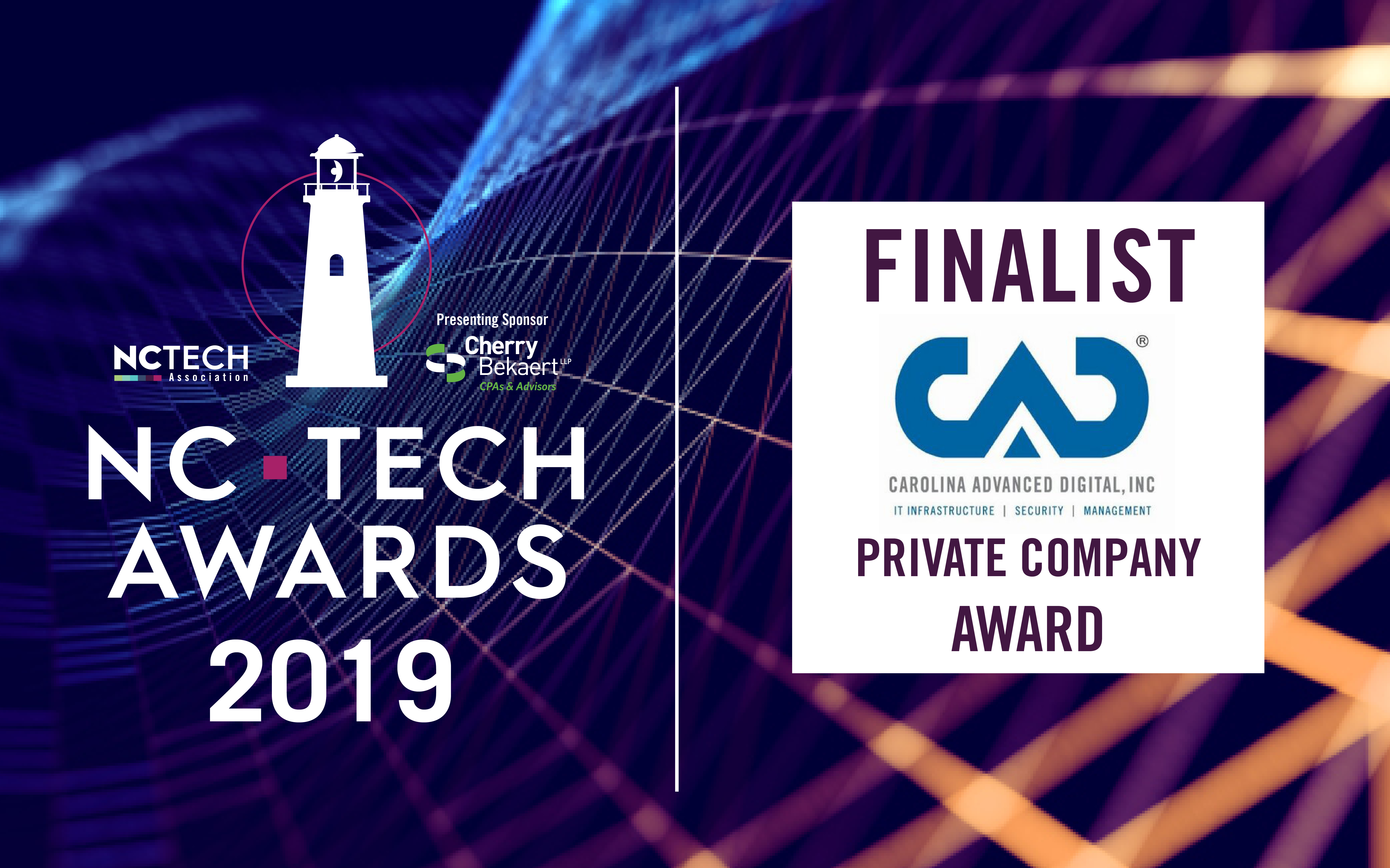 Carolina Advanced Digital finalist in 2019 NC TECH awards for outstanding performance, innovation, and growth